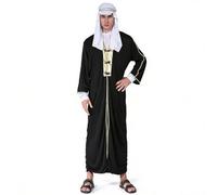 Nuqqichongtian Costume de cheikh pour homme - Costume arabe avec foulard - Pour carnaval, cosplay, homme, Moyen-Orient, fête, Halloween, Pâques - Noir
