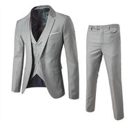 Nuqqichongtian Hommes Business Slim Fit Couleur Classique Unique Combinaison de loisirs Deux costumes Pantalon de costume stretch Costume d'affaires 3 pièces avec gilet