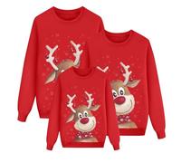 Nuqqichongtian Pull Noël Famille Sweat Femme Homme Enfants Longue Manches Tops Christmas Sweater Pulls de Noël Familles Col Rond Christmas Sweatshirt Femme Noel Parent-Enfant
