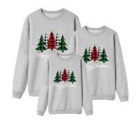 Nuqqichongtian Pull Noël Famille Sweat Femme Homme Enfants Longue Manches Tops Christmas Sweater Pulls de Noël Familles Col Rond Christmas Sweatshirt Femme Noel Parent-Enfant