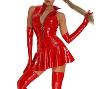 Nuqqichongtian Tenue sexy pour femme - Body en polyuréthane - Chaînes négligées - Nuisette érotique sans encolure - Avec ensembles décoratifs - Sous-vêtements érotiques - Lingerie sexy en cuir