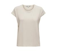 Nur Damen Mode T-Shirt mit Glitzer Naht Streifen Rundhals Kurzarm