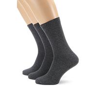Nur Der Lot de 3 paires de chaussettes sans caoutchouc avec bord confortable sans coupure en coton doux pour homme, grise., 39-42