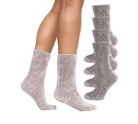 Nur Die 3er Pack Supersoft Socke Weiche Flauschige Kuschelsocken aus Supersoftem Spezialgarn mit Dezentem Glanz Bequemer Bund Chaussettes, Taupe, 40 Femmes