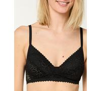 Nur Die Daily Lace Ohne Bügel Verführerischer Spitzen BH mit Breiten Trägern Breites Unterbrustband Bügellos Bustier Soutien-Gorge, Noir, 80C Femmes