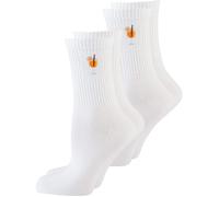 Nur Die Good Vibes Lot de 2 chaussettes de tennis unisexes 35-36 rétro avec rayures Stamement en coton respirant doux agréable au toucher Blanc Multicolore Pour homme et femme