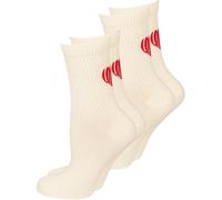 Nur Die Good Vibes Lot de 2 chaussettes de tennis unisexes 35-36 rétro avec rayures Stamement en coton respirant doux agréable au toucher Blanc Multicolore Pour homme et femme