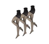NUR DIE Goodbye Lot de 3 collants gainants pour femme 20 deniers avec protection en maille, élastiques, transparents et ajustés, Lot de 3 mailles de course Goodbye 20 deniers, noires, 40-42
