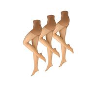 NUR DIE Goodbye Lot de 3 collants gainants pour femme 20 deniers avec protection en maille, élastiques, transparents et ajustés, 3 mailles Goodbye Shape 20 deniers amande, 42-46