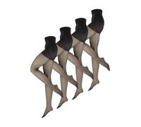 NUR DIE Goodbye Lot de 4 collants gainants pour femme 20 deniers avec effet anti-marche. Naturellement transparents et confortables, 4 mailles de course Goodbye Shape 20 deniers, noires, 46-50
