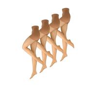 NUR DIE Goodbye Lot de 4 collants gainants pour femme 20 deniers avec effet anti-marche. Naturellement transparents et confortables, 4 mailles de course Goodbye Shape 20 deniers amande, 46-50