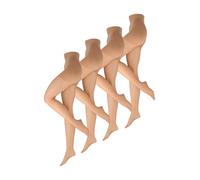 NUR DIE Goodbye Lot de 4 collants gainants pour femme 20 deniers avec effet anti-marche. Naturellement transparents et confortables, 4 mailles de course Goodbye Shape 20 deniers ambre, 46-50