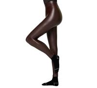 Nur Die Leggings in Leder-Optik Relax Go Kunstleder High Waist Treggings mit Weicher Innenseite und Bund, Marron, S Femmes
