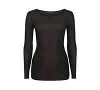 Nur Die Light Longsleeve mit Kaschmir Oberteil Leicht Warm Weich Langärmlig Elegant Langarm-Unterhemd Pull-Over, Noir, L Femme