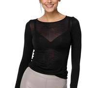 Nur Die Light Longsleeve mit Kaschmir Oberteil Leicht Warm Weich Langärmlig Elegant Langarm-Unterhemd Pull-Over, Noir, M Femme
