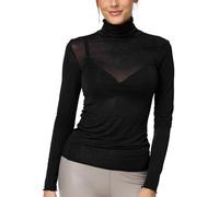 Nur Die Light Rollkragen Longsleeve Mit Kaschmir Oberteil Leicht Warm Weich Langärmlig Elegant Langarm-Unterhemd Pull-Over, Noir, XL Femme