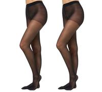 Nur Die Lot de 2 collants fins semi-opaques 40 deniers - Aspect mat soyeux - Soulage les jambes - Taille confortable - Pour femme, Noir, XXL