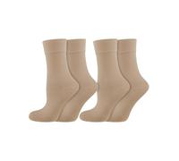 Nur Die Lot de 2 paires de chaussettes 98% coton confortable, fines et respirantes, en coton doux, sans pression, tige mi-haute pour femme
