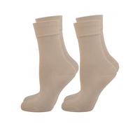 Nur Die 2er Pack Komfort Socken Damen Weich Komfortbund Bambus-socke Chaussettes, Beige/Gris, 44 Femmes