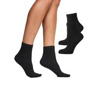 Nur Die Lot de 2 paires de chaussettes courtes en bambou pour femme - Chaussettes courtes - Chaussettes douces et respirantes, Noir, 40