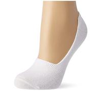 Nur Die Lot de 2 Paires de Chaussettes Courtes Invisibles en Coton antidérapantes avec Silicone au Niveau du Talon, Blanc, 6-8 Femme