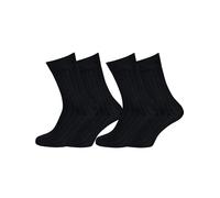 Nur Die Lot de 2 paires de chaussettes d'affaires en coton pour homme (taille 39-46), basiques, simples et classiques, fils en caoutchouc, tige moyenne, pour homme, nervures noires, 43-46