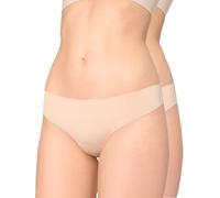 Nur Die Lot de 2 Slips brésiliens Invisibles - en Microfibre Ultra légère - sans Coutures - Invisibles et sans Coutures - sous-vêtements pour Femme, Beige, 42-44
