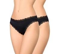 Nur Die Lot de 2 Slips Invisibles en Dentelle pour Femme - sans Coutures - Invisibles et sans Coutures - en Microfibre Douce et légère, Noir, 38-40
