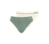 Nur Die Lot de 2 Slips rétro, Kaki/Blanc cassé, 38-40 Femme
