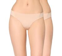 Nur Die Lot de 2 Strings Invisibles pour Femme - String sans Couture en Microfibre Ultra légère - Invisible et sans Couture, Beige, 46-48
