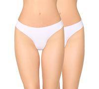 Nur Die Lot de 2 Strings Invisibles - Strings sans Couture en Microfibre Ultra légère Invisible et sans Couture pour Femme, Blanc., 42-44