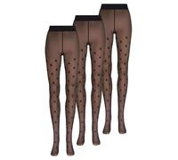 NUR DIE Lot de 3 collants chauds et transparents pour femme - Imprimé 80 deniers - Collants thermiques tendance avec imprimé, chauds, élastiques et durables, idéaux pour les jours froids, 3 x chaud et