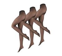 NUR DIE Lot de 3 collants chauds et transparents pour femme - Résistants - 80 deniers - Collants thermiques robustes avec aspect 20 deniers - Chauds, élastiques et durables, 3 x chaud et transparent