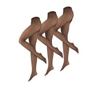 NUR DIE Lot de 3 collants chauds et transparents pour femme - Résistants - 80 deniers - Collants thermiques robustes avec aspect 20 deniers - Chauds, élastiques et durables, 3 x chaud et transparent
