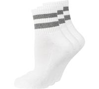 Nur Die Lot de 3 Paires de Chaussettes de Tennis Courtes rétro avec Rayures en Coton Respirant, Blanc, 39-42 Femme