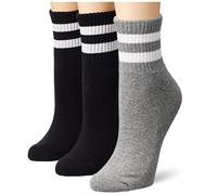 Nur Die Lot de 3 Paires de Chaussettes Courtes de Sport pour Femme, Noir/Gris, 39-42
