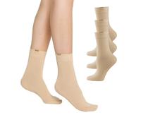 Nur Die Women's Perfect Socks, Pack of 3 Chaussettes, Opaque, Beige (Beige 355), Taille Unique (Lot de 3) Femme