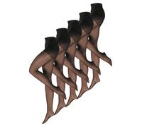 NUR DIE Lot de 5 collants Goodbye pour femme - Maille de course 20 deniers - Collants transparents avec protection en maille - Durable, élastique et agréable pour toute la journée, 5 mailles Goodbye