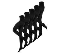 NUR DIE Lot de 5 paires de collants d'hiver opaques pour femme 100 deniers - Intérieur gratté - Élastique et chaud - Idéal pour les jours froids, 5 x chaud 100 deniers noirs, 40-42