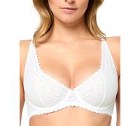 Nur Die Soutien-Gorge en Dentelle pour Femme avec Armatures séduisante en Dentelle avec Larges Bretelles, Large Bande sous la Poitrine, Maintien Optimal, Blanc., 85C