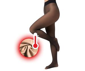 Nur Die Warm & Transparent mit Innenfleece 80 DEN Thermostrumpfhose gefütterte Fein-Strumpfhose durchscheinend Collants, Schwarz, L Femme