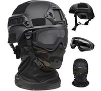 NURCIX Casque Airsoft, Casque Tactique Noir avec des Accessoires, Gear Airsoft Tactique(M-BMC)