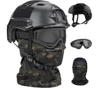 NURCIX Casque Airsoft, Casque Tactique Noir avec des Accessoires, Gear Airsoft Tactique(P-BMC)
