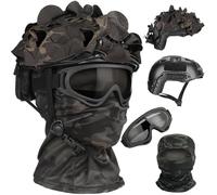 NURCIX Casque Airsoft, Casque Tactique Noir avec des Accessoires, Gear Airsoft Tactique(P2-BMC)