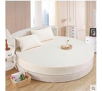 NURCIX Drap-Housse Rond, protège-Matelas imperméable 12-18, protège-Matelas à Poches Profondes, Housse de Matelas Respirante, Drap-Housse élastique pour Compagnie,White-Diameter200cm(79inch)