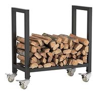 NURCIX Support à bûches pour Bois de Chauffage, avec roulettes, Porte-bûches en métal pour extérieur ou intérieur, Support de Rangement pour Bois de Chauffage 25,6 x 11,8 x 26,7 po