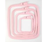 Nurge Lot de 4 cerceaux à broder carrés en plastique rose pour point de croix, aiguilles à poinçonner, loisirs créatifs, couture, cercles à broder en plastique ABS