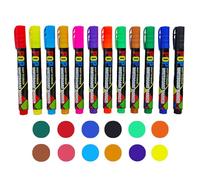 Nurila Lot de 12 marqueurs à craie pour fenêtre, marqueurs à craie pour tableau noir, lavables 1/5 mm, marqueurs à craie pop effaçables, rechargeables pour tableaux, panneaux, fenêtres, artistes en