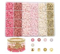 Nurila Lot de 2 780 perles en argile polymère de 7 couleurs de 6 mm pour bracelets à enfiler pour la fabrication de bijoux, colliers de création, bracelets d'amitié à faire soi-même