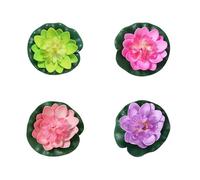 Nurila Lot de 4 nénuphars artificiels de 10 cm pour étang, nénuphar artificiel, décoration flottante, plantes d'étang, mini étang, cour, aquarium, scène de ruisseau